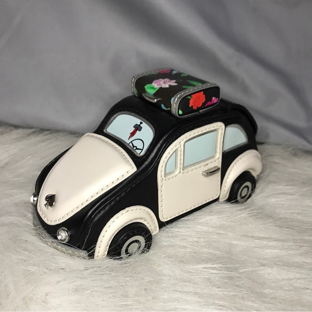 kate spade Black and Cream Floral-Top Car-Shaped Mini Bag